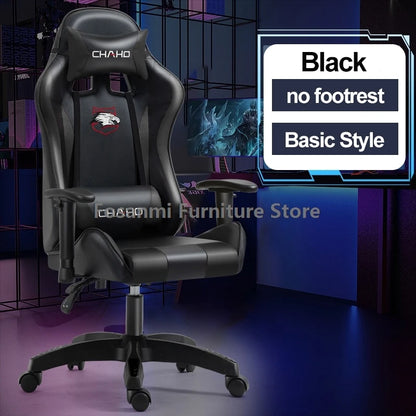 Fosanmi Gaming Chair with Footrest & Headrest, Ergonomic Leather Racing Chair, Swivel Computer Gaming Chair with Adjustable Armrests for Office