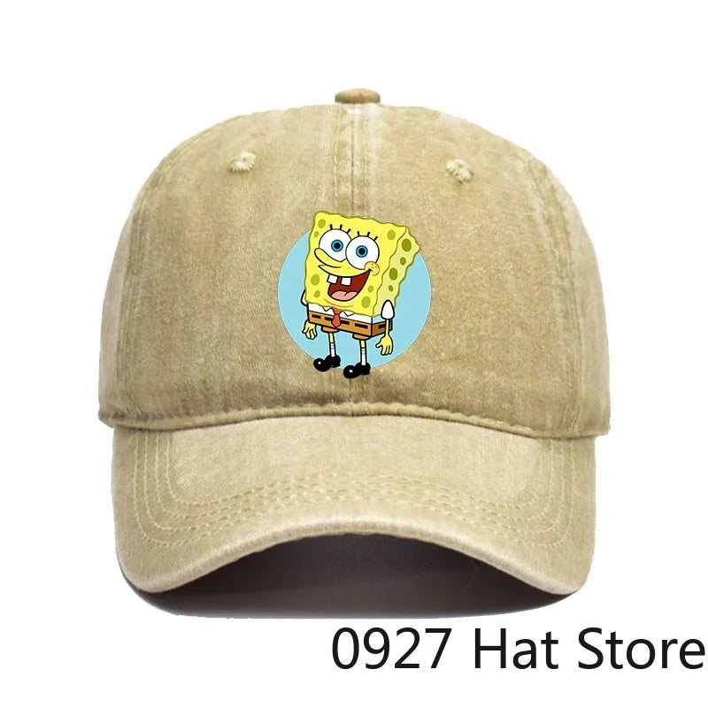 Fashion Cute SpongeBobs Baseball Cap Movie Cartoon Role Adult Men Women Sport Casual Sunshade Adjustable Anime Peaked Mesh Hat