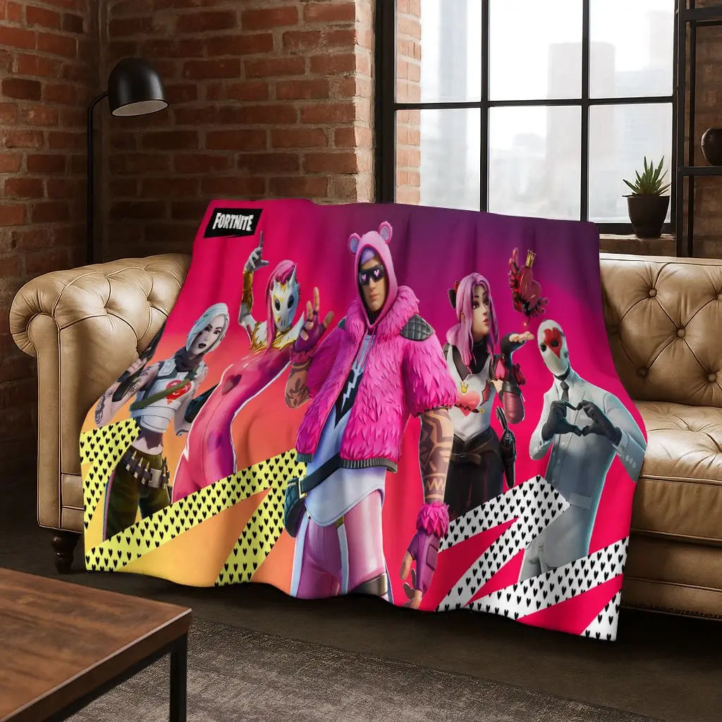 3D F-Fortnite Game Cartoon Flannel Blanket Soft Warm Throw Blanket for Bed Bedroom Room Living Room Travel Camping Kids Gift