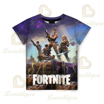 Fortnite Adult Children's Clothing 3D Digital Printing Loose Large Size Short-sleeved T-shirt Kids Summer Tee Tops