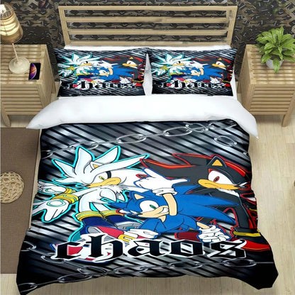 Fashion Cartoon Character Print Bedding Set Sonic Duvet Cover Comforter Bed Youth Kids Girls Boys Luxury Birthday Gift