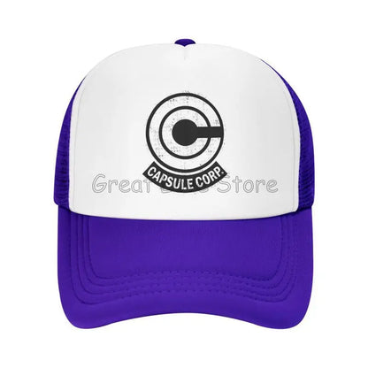 Capsule Corp Mesh-Baseballkappen Unisex-Hip-Hop-Trucker-Cap Anime DBZ Dad-Cap Verstellbare Rennkappe Sommer-Trucker-Snapback-Kappen