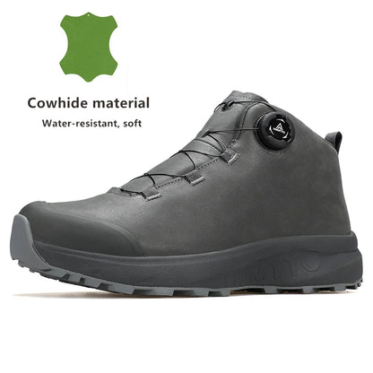 HUMTTO Leather Shoes for Men Winter Camping Outdoor Men's Sports Shoes Breathable Trekking Boots Man Non-slip Hiking Sneakers
