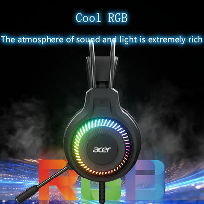 Acer OHW303 Gaming Headset with Microphone – 7.1 Virtual Surround Sound, Deep Bass, LED Lighting & Wired PC Gaming Headphones