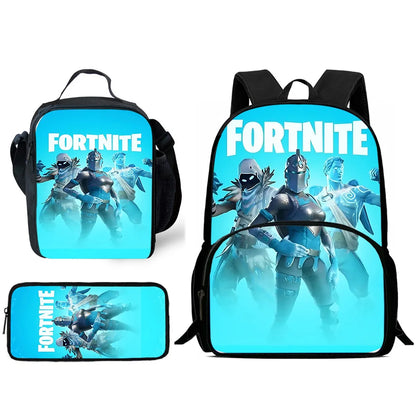 Hot Game Design Child Backpacks Lunch Bag Pencil Case Large Capacity School Bags for Boys and Girls Best Gift Fortnite
