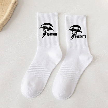 Fortnite-Socken mit Cartoon-Spielcharakter, lange Socken für Kinder und Schüler, einfarbige Baumwollsocken für Frühling und Herbst, Geburtstagsgeschenk