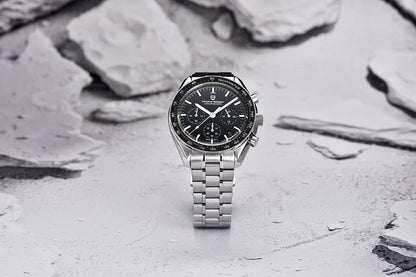 Reloj para hombre PAGANI DESIGN «New Moon» – Reloj de cuarzo de lujo, cronógrafo, cristal de zafiro con tratamiento antirreflectante, bisel de cerámica, agujas luminiscentes