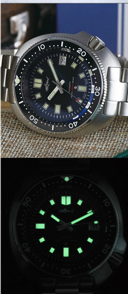 HEIMDALLR Turtle Mechanical Watch Men Captain Willard Watch Sapphire Crystal C3 Luminous NH35 Automatic Steel 200M Dive Watches