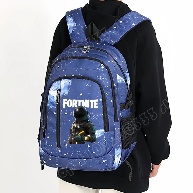 Раница Fortnite Starry Sky с голям капацитет, водоустойчива чанта за лаптоп с принт на игрови персонаж, ученическа раница за момчета и момичета за връщане в училище
