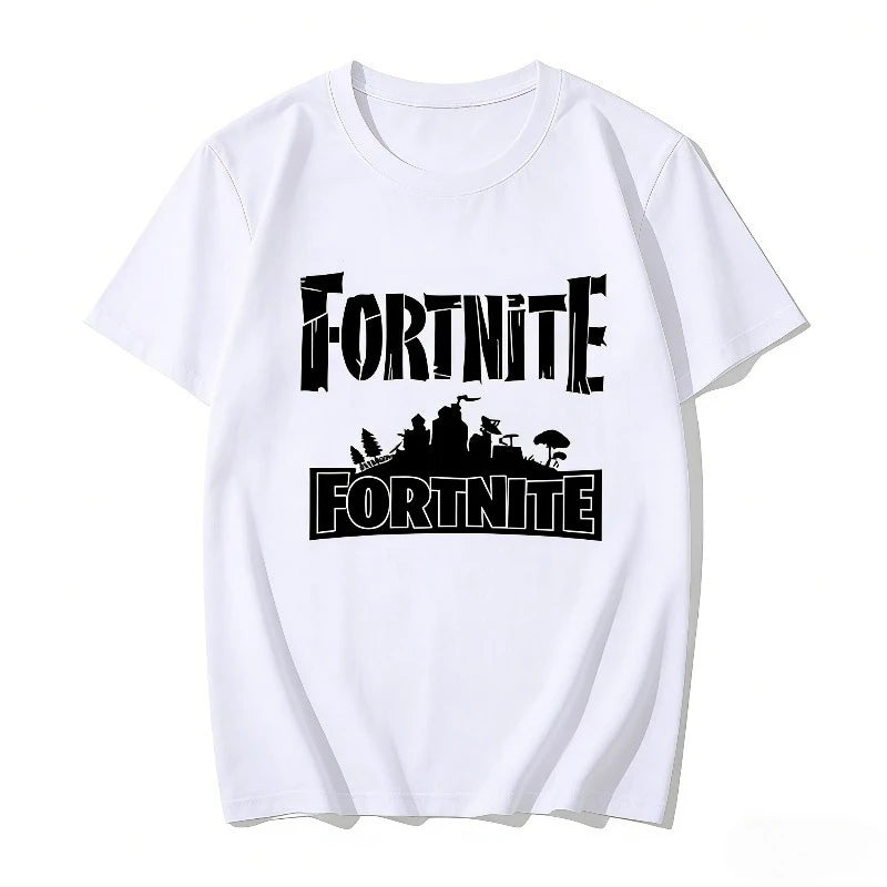 Fortnite Theme Cartoon Printed T-Shirt Summer Child White Cotton T-Shirt Cartoon Hot Game Fortnite Short Sleeve