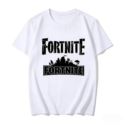 Fortnite Theme Cartoon Printed T-Shirt Summer Child White Cotton T-Shirt Cartoon Hot Game Fortnite Short Sleeve