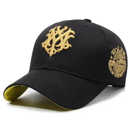 Vintage Gothic Embroidered "NY" Baseball Cap – Adjustable Cotton Snapback Hat for Men Women, Casual Outdoor Sun Hat