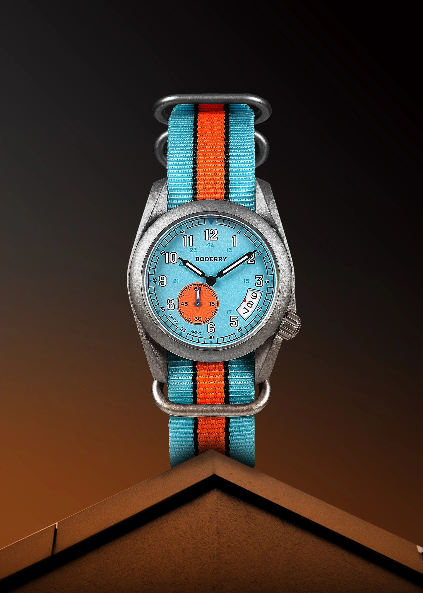 Boderry Field Watch Titanium Quartz Watches VOYAGER 38 Mens 100M Waterproof Clock Military Sport Luminous Business Wristwatch