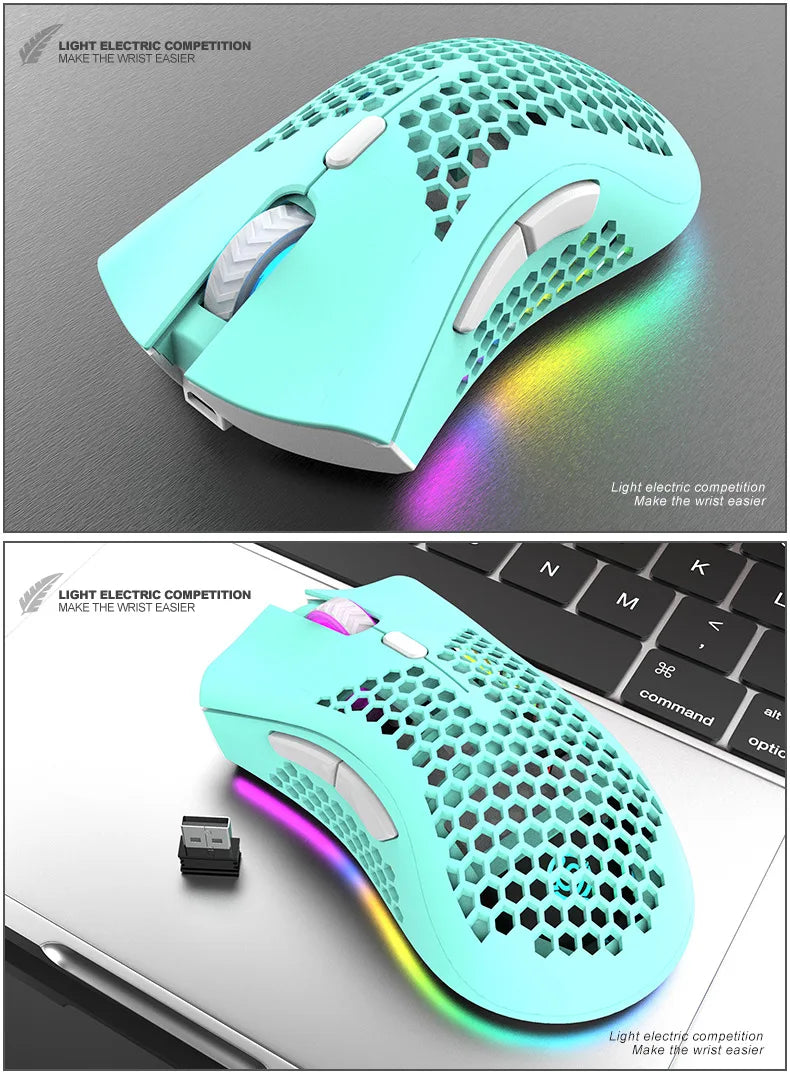 BM600 Rechargeable USB 2.4G Wireless RGB Light Honeycomb Gaming Mouse Desktop PC Computers Notebook Laptop Mice Mause Gamer