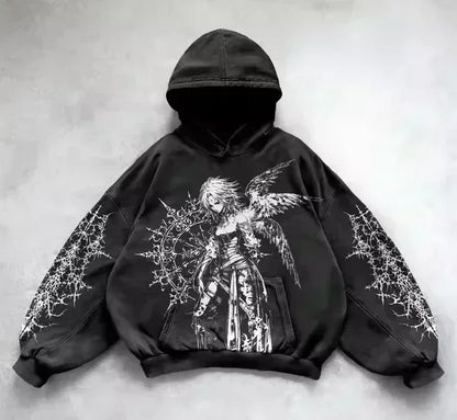 American Y2K New Hip Hop Trend Retro Hoodie Women Street Casual Loose Joker Vintage Sweatshirt Unisex Fleece Padded Warm Hoodie