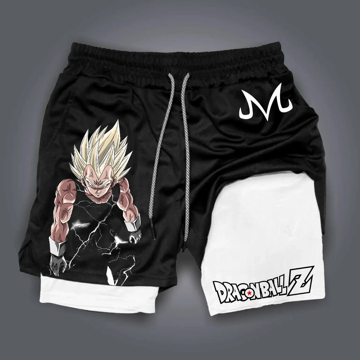 Dragon Ball Z Unisex Casual Anime Streetwear 2-in-1 Shorts Summer Gymnastics Gym Quick Drying Shorts with Drawstring Pocket