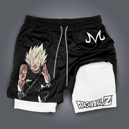 Dragon Ball Z Unisex Casual Anime Streetwear 2-in-1 Shorts Summer Gymnastics Gym Quick Drying Shorts with Drawstring Pocket