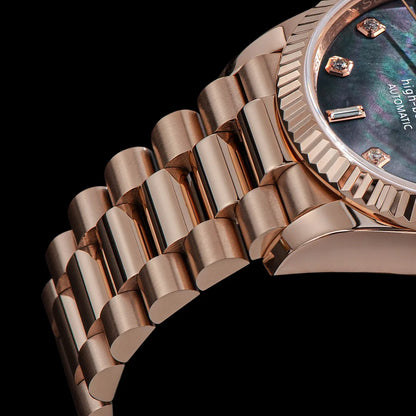 Sugess Watch of Men 36mm Date Automatic Retro Mechanical Wristwatches Sapphire Crystal RoseGold Dandong SL3034 Movement Day New