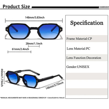 CATERDIDE Retro Polygonal Men Sunglasses Personalized Design Square Frame Sun Glasses for Women Parties Travel Holidays Glasses
