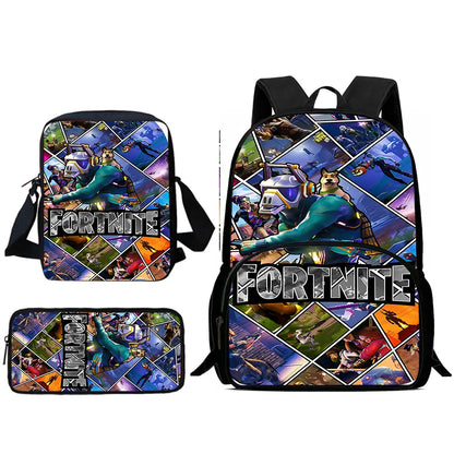 Hot Game Design Child Backpacks Shoulder Bag Pencil Case Fortnite Pupil Large Capacity School Bags for Boys Girls Best Gift