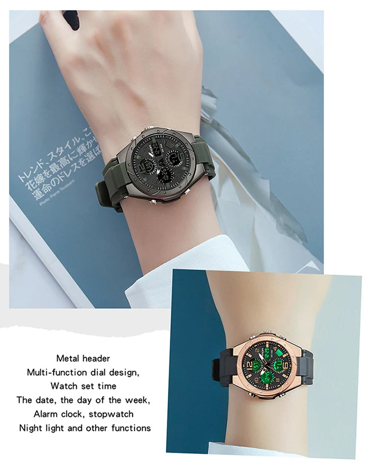 SANDA Top Brand New Lady Luxury Ms LED Digital Sport Watch Leisure Fashion Quartz Watch Women Girl Military 50M Waterproof Watch