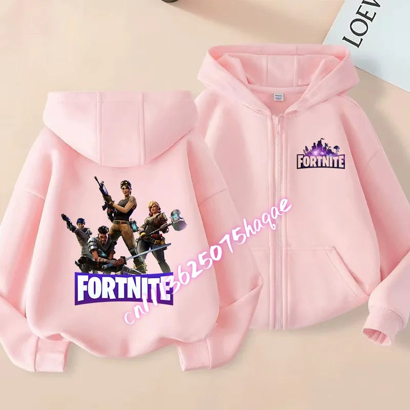 Kid Outdoor Jacket Cartoon Fortnite Girl Boy Sweatshirt Coat High-Quality Thin Windbreaker Girl Autumn Zip Jacket Clothing Tops
