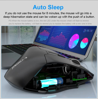 E-YOOSO X-31 ratón gaming inalámbrico USB 2.4G grande para manos grandes PAW3212 4800 DPI 5 botones para gamer, ordenador portátil y PC