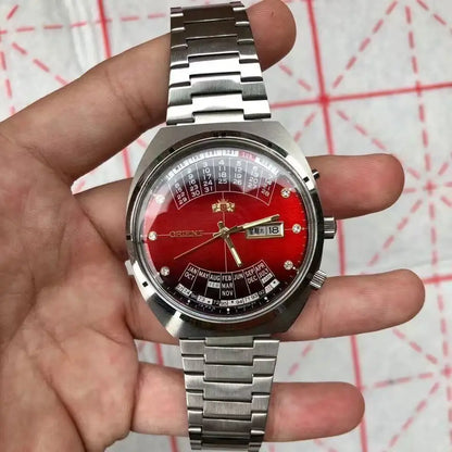 ORIENT Double Lion Men's Auto Mechanical Watch Perpetual Calendar Multi-Function Stainless Steel Band Luminous Japan Movt