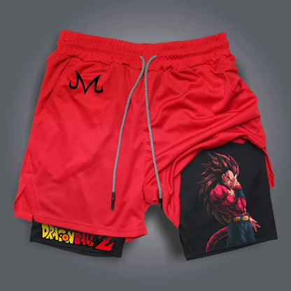 Dragon Ball Z Unisex Casual Anime Streetwear 2-in-1 Shorts Summer Gymnastics Gym Quick Drying Shorts with Drawstring Pocket