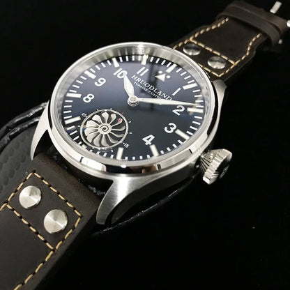 Hruodland 2025 New Men's Mechanical Watch Seagull ST3620 Retro Pilot 43MM Bgw-9 Luminous Sapphire Crystal Turbine Reloj Hombre