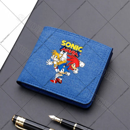 Sonics Mens Purses Men Wallets Cartoon Anime Graphic Print Cute Purse Portable Large Capacity Card Packs Birthday Party Gifts