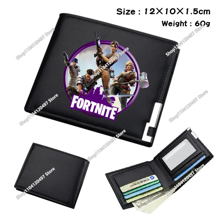 Fortnite Wallets for Kids Anime Fortnite Wallet Cartoon Card Holder Bag Leather Short Purse Fashion Folded Purses Boys Gift