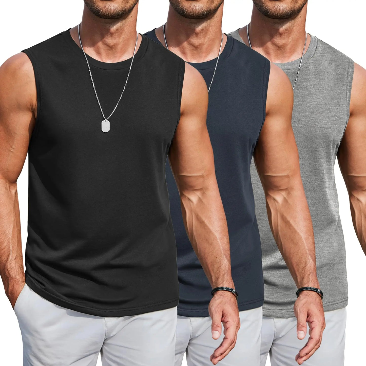 Goku Fitness Training Vest Sleeveless Cotton Tank Top Round Neck Workout Running Light Sports Casual Fashion