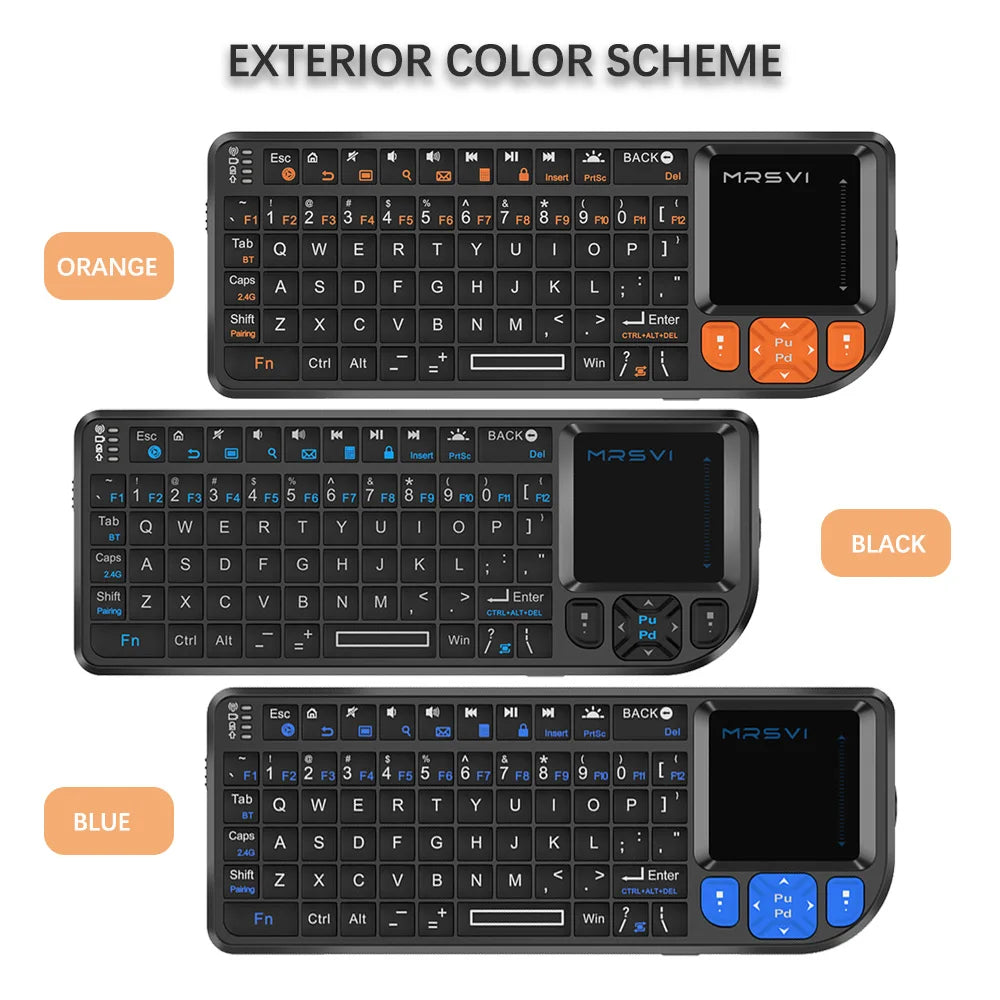 MRSVI Mini-Bluetooth-Tastatur A8 PLUS, beleuchtete 2.4GHz-Wireless-Tastatur mit Touchpad für Android TV Box, Mac, Laptop, Windows