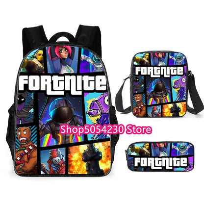 Fortnite 3PCS Backpack for Boys Victory Game 16 Inch Water Resistant Preschool Knapsack Cool Elementary School Backpacks