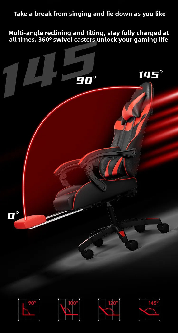 Sedia da gaming ergonomica per computer e scrivania, poltrona reclinabile per home office con supporto lombare per sessioni prolungate, sedia da gioco