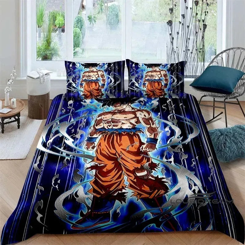 Cartoon/Anime Son Goku Dragon Ball Themed Printed Bedding Set: This soft and comfortable set includes a duvet cover and pillowcase