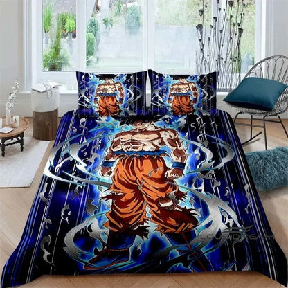 Cartoon/Anime Son Goku Dragon Ball Themed Printed Bedding Set: This soft and comfortable set includes a duvet cover and pillowcase