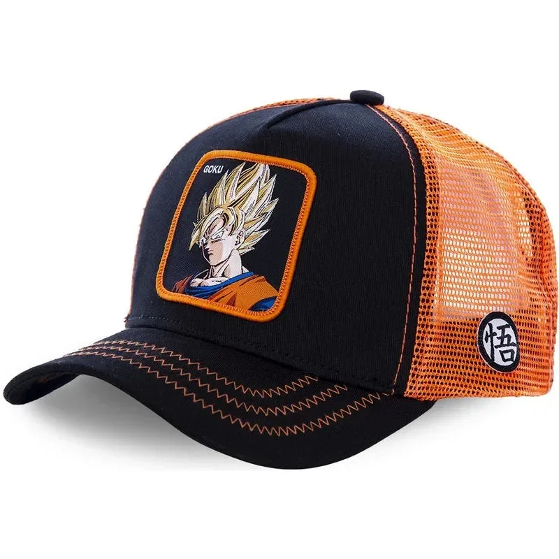 Kapa Dragon Ball Son Goku, bejzbolska kapa, poletna potovalna kapa s ščitkom, moška kapa z vezenjem, hip-hop kapa s ščitkom proti soncu, nastavljiva kapa v stilu »trucker«, mrežasta kapa