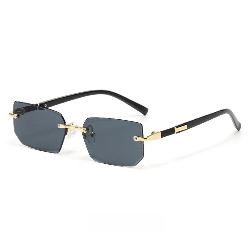 Vintage Rectangle Sunglasses Men New Rimless Fashion Beach Shades Women Trendy Luxury Brand Design Casual Anti-UV Sun Glasses