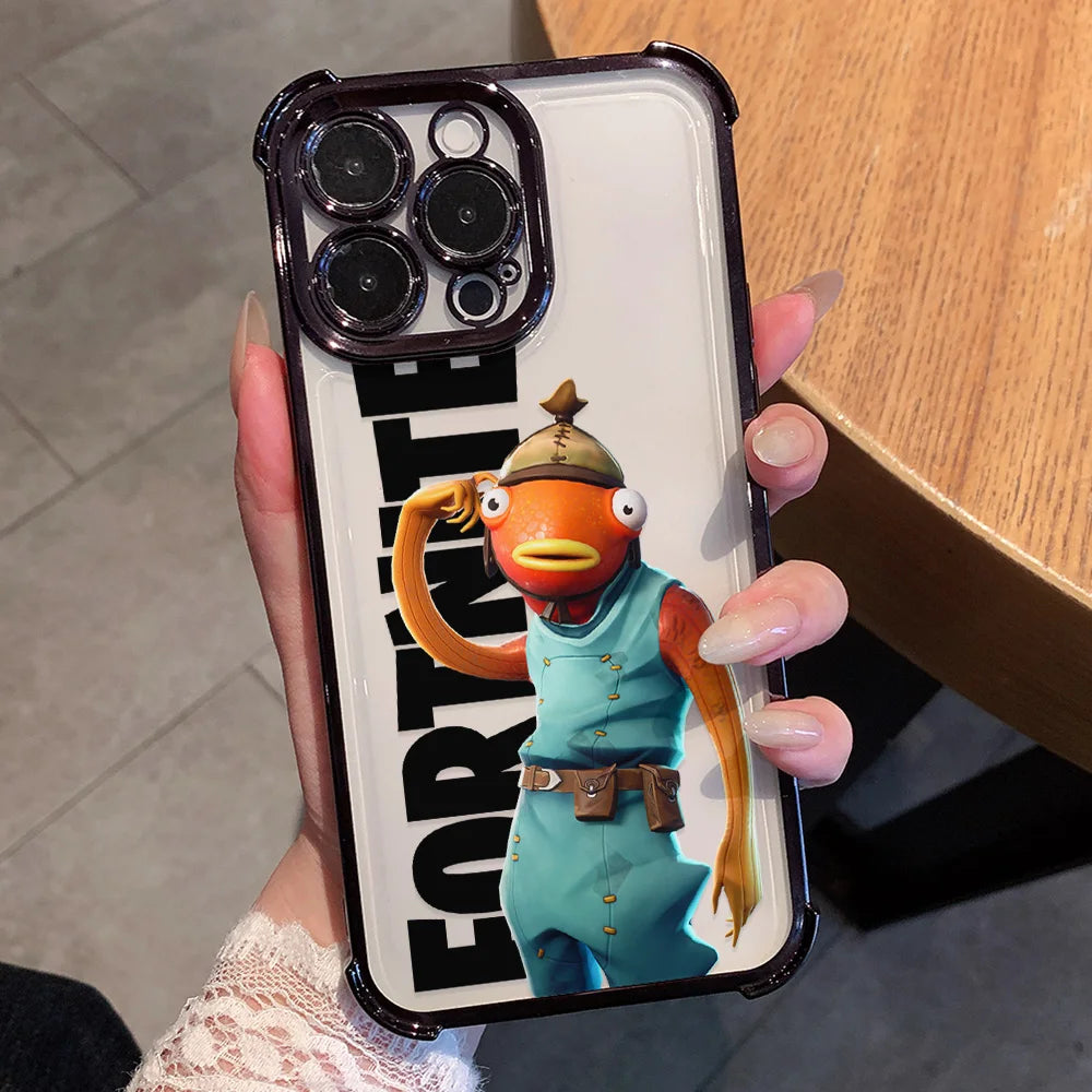 Game Hot F-Fortnites Plating Phone Case For iPhone 17 17e 16e 16 15 14 13 12 11 Pro Max X XR XSMax 7 8 Mini Air Plus Anti-Fall