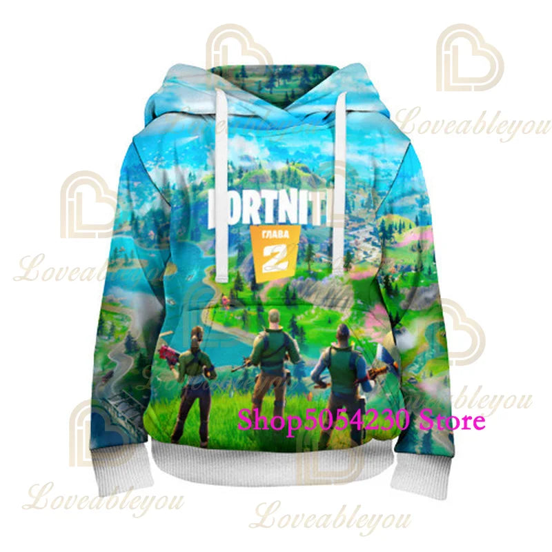 3D Printed Llama Fortnite Hoodie Battle Royale Cartoon Sweatshirts for Men And Women Game Hero Hooded Shirt for Teens