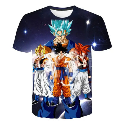 Produit gaming premium Fraquane, Dragon Ball Goku Cosplay T Shirts Super Saiyan Boys Kids Clothes Short Sleeve T-shirt White Black Orange Breathable Jersey