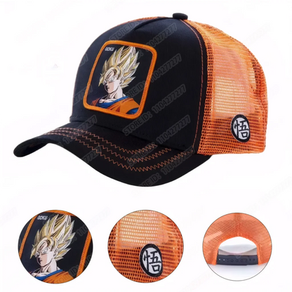 Kapa Dragon Ball Son Goku, bejzbolska kapa, poletna potovalna kapa s ščitkom, moška kapa z vezenjem, hip-hop kapa s ščitkom proti soncu, nastavljiva kapa v stilu »trucker«, mrežasta kapa