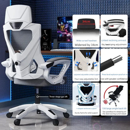 Luxury Ergonomic Office Chair Recliner Gaming Chair with Armrests, High Back Swivel Office Chair, Comfortable Home Office Furniture with Adjustable Height