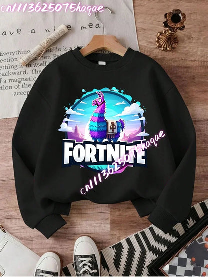 Fortnite Series Kids Sweatshirts Trendy Boys Girl Long Sleeves Pullover Tops Autumn Winter Cartoon Child Clothes Birthday Gifts