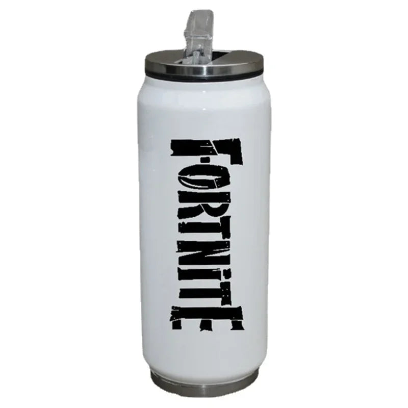 Fortnite Water Cup Straw Cups Outdoor Sports Mugs Stainless Steel Mug Student Portable Drinking Coffee Cup 450ML Birthday Gift