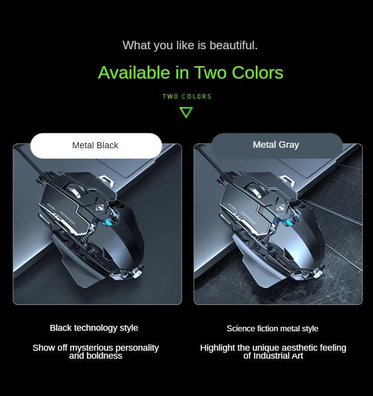 Hot Selling Mechanical Wired Gaming Mouse 9 Keys Macro Definition 12800DPI RGB Backlit Gaming Computer Mouse for Laptop Desktop