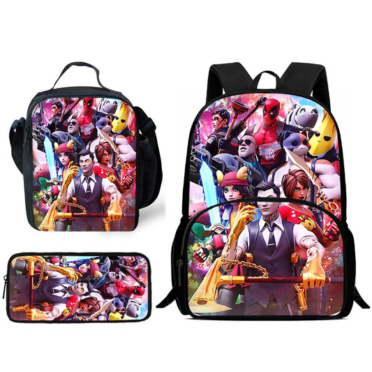 Hot Game Child Backpacks Lunch Bag Pencil Case Pupil Large Capacity School Bags Design-Fortnite For Boy Girl Best Gift