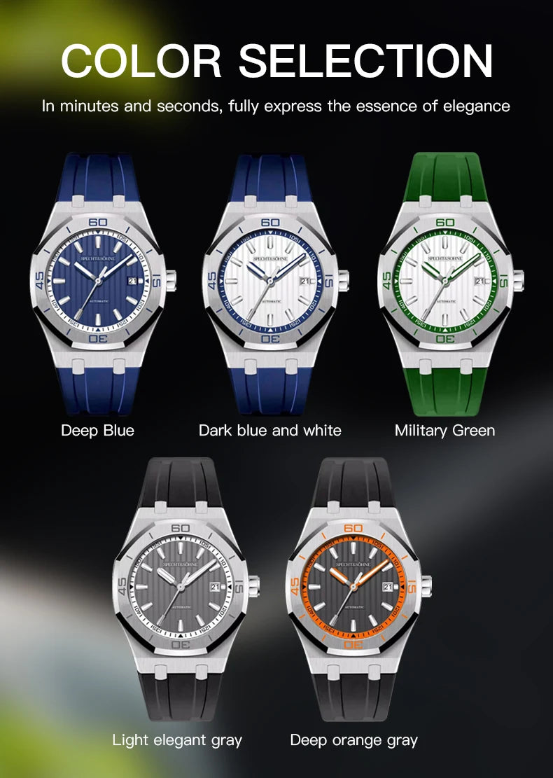 New Arrivals Specht & Söhne Dive Watch 40MM Miyota 8215 Automatic Mechanical Watches For Men Octagon Bezel Steel